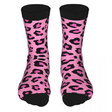 Load image into Gallery viewer, Pink Leopard Print Socks For Men 90% Polyester Funny Middle Tube Socks Crew Leopard Skin Pattern Animal Party
