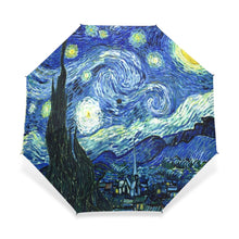 Load image into Gallery viewer, Creative Painting Starry Night Umbrella Van Gogh Oil Painting Three-Folding Sunny Rainy Umbrella Anti-UV Umbrella For Girl
