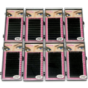 Navina 8cases/Lot Natural Soft MINK Eyelash 3D Volume Extension Individual Eyelashes Makeup Long B False Eye Lash C D Curl