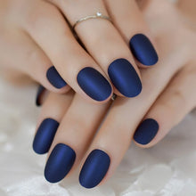 Load image into Gallery viewer, Fashion Artificial Nails Ombre Faux Ongles Blue Nude Gradient Short Daily Decoration Fingernails with Glue tabs 24 Kit
