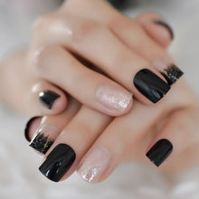 Load image into Gallery viewer, Fashion Artificial Nails Ombre Faux Ongles Blue Nude Gradient Short Daily Decoration Fingernails with Glue tabs 24 Kit

