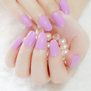 24pcs Nude Oval Fake Nails Short Glossy Plastic Artificial Fingernails Fake Girls Press On Nails Medium Faux Ongles Court