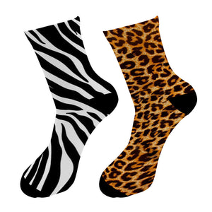 New 3D Printed Animal Fur Leopard Crew Socks Men Zebra Tiger Skin Long Socks Animal Giraffe Zebra Men&#39;s Dress Tube Socks